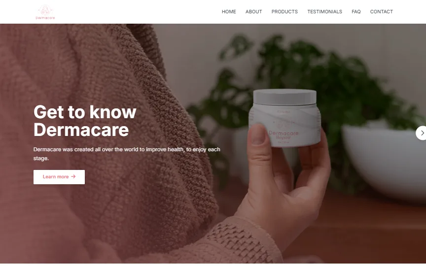 Dermacare website preview